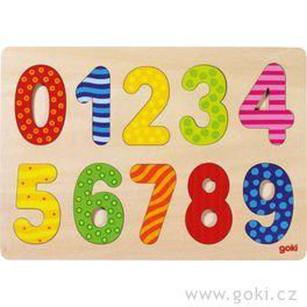 Obrázek Číslice 0 - 9 - vkládací puzzle ze dřeva Goki