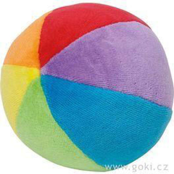 Obrázek Plyšový duhový míček s chrastítkem pro nejmenší (Goki)