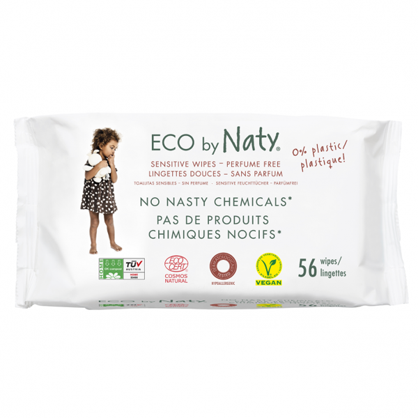 Obrázek ECO vlhčené ubrousky Naty bez vůně - pro citlivou pokožku Eco by Naty