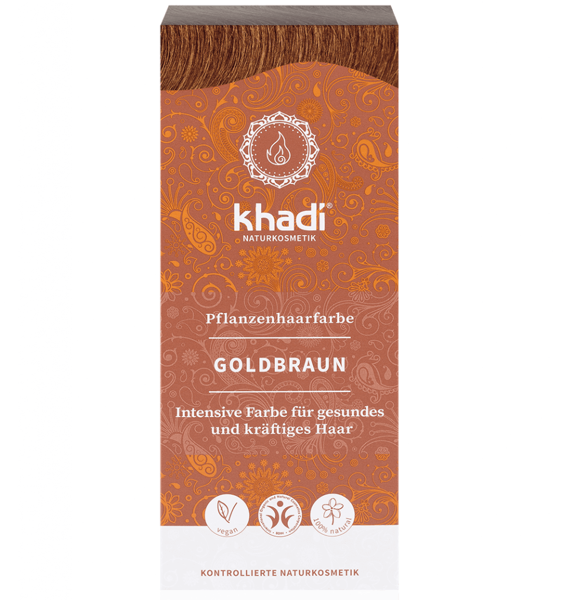 Obrázek Rostlinná barva na vlasy Zlatá Hnědá 100 g Khadi